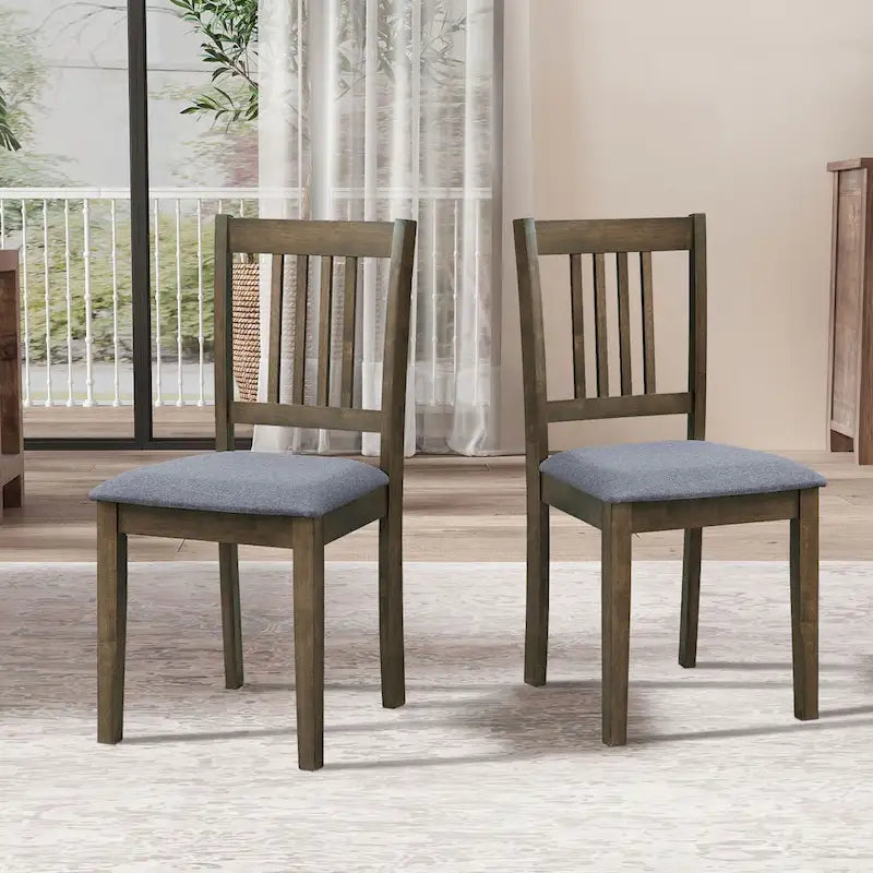 Ensemble de salle à manger moderne 5 pièces avec table carrée et 4 chaises rembourrées à dossier à lattes