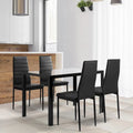 Ensemble de salle à manger moderne 5 pièces avec table rectangulaire en verre trempé et 4 chaises rembourrées à dossier haut