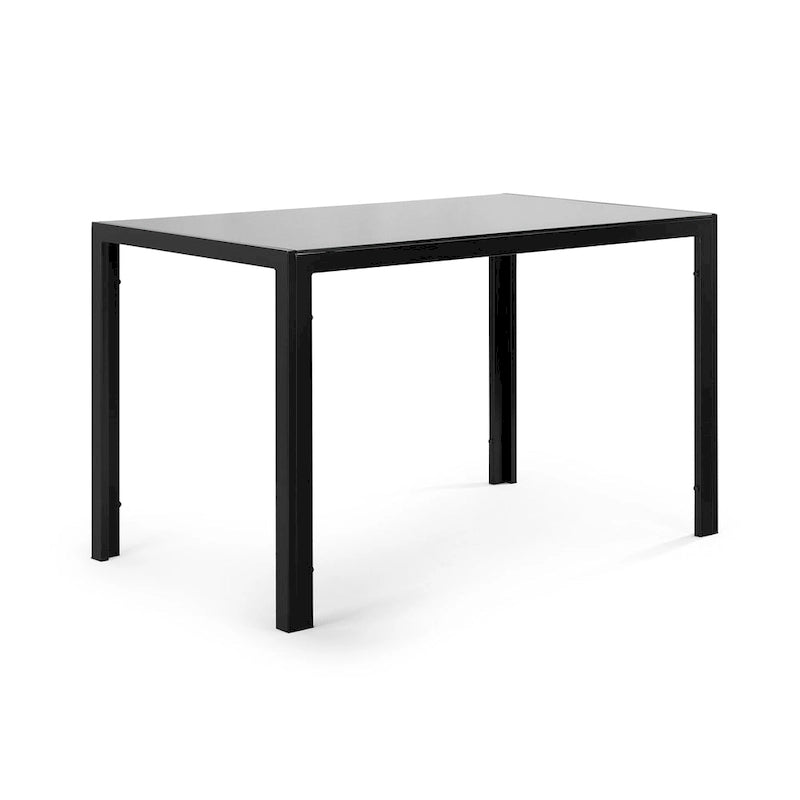 Ensemble de salle à manger moderne 5 pièces avec table rectangulaire en verre trempé et 4 chaises rembourrées à dossier haut