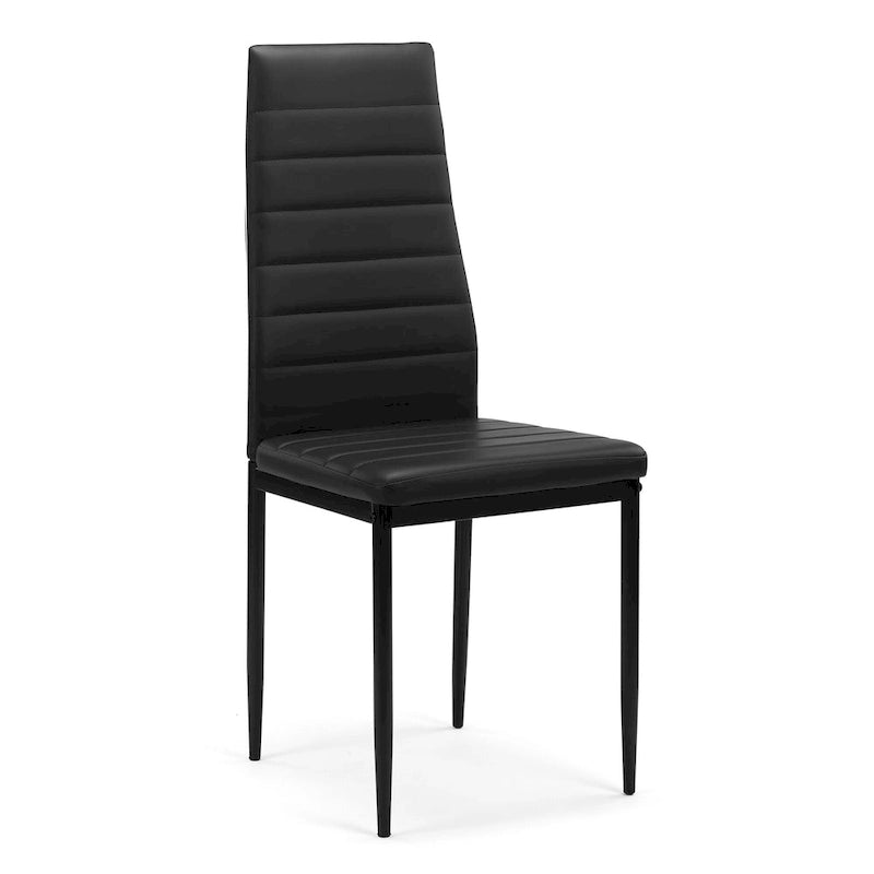 Ensemble de salle à manger moderne 5 pièces avec table rectangulaire en verre trempé et 4 chaises rembourrées à dossier haut