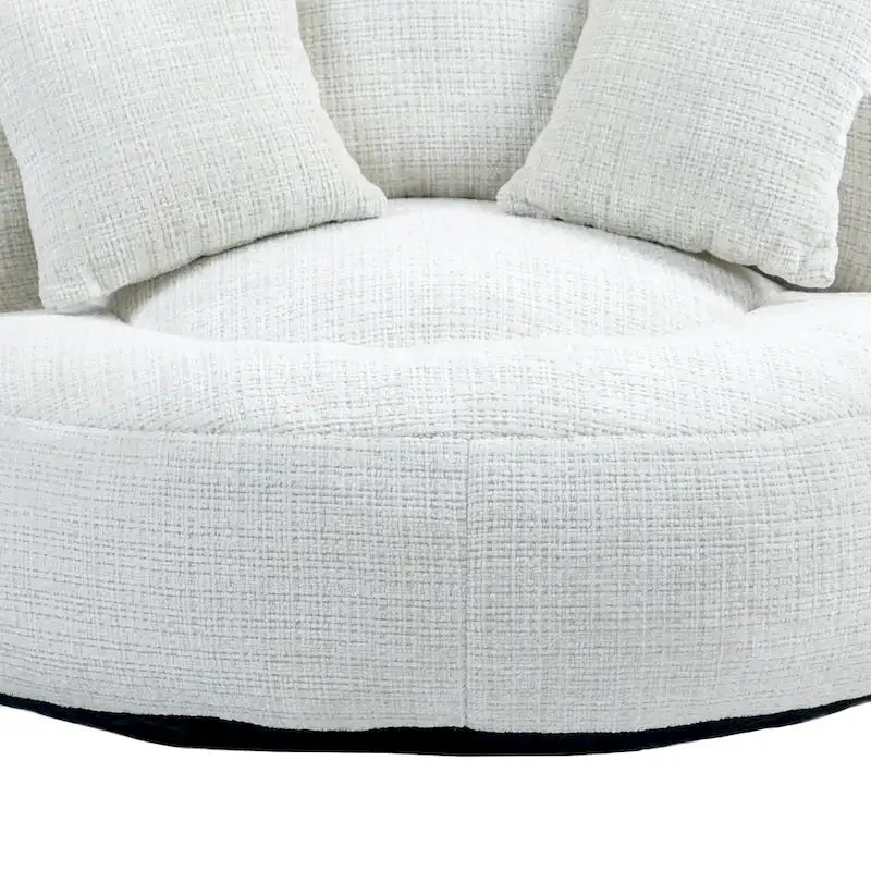 Canapé paresseux à dossier haut en chenille avec 3 oreillers et pouf géant