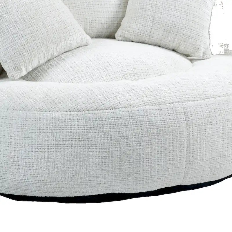 Canapé paresseux à dossier haut en chenille avec 3 oreillers et pouf géant