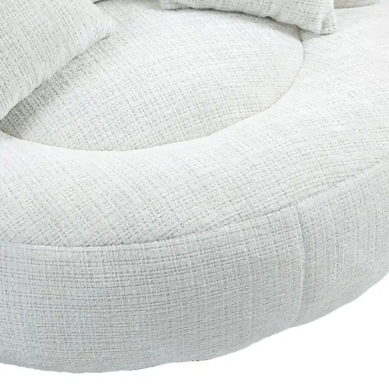 Canapé paresseux à dossier haut en chenille avec 3 oreillers et pouf géant