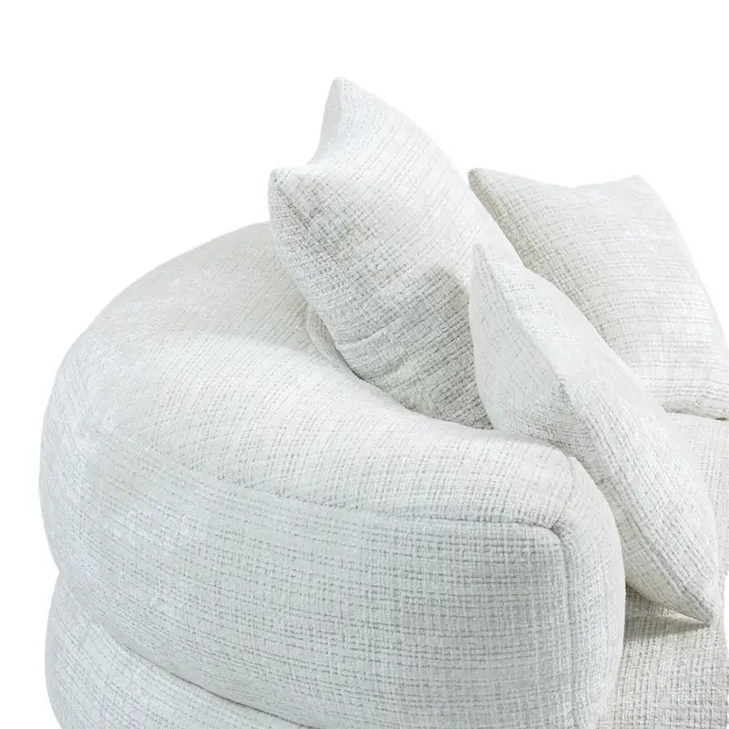 Canapé paresseux à dossier haut en chenille avec 3 oreillers et pouf géant