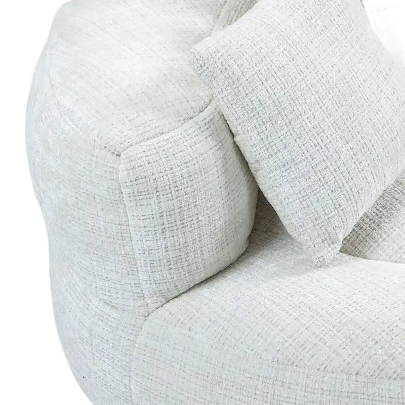Canapé paresseux à dossier haut en chenille avec 3 oreillers et pouf géant