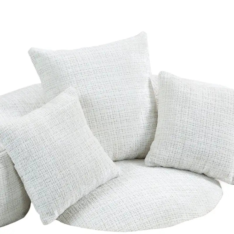 Canapé paresseux à dossier haut en chenille avec 3 oreillers et pouf géant