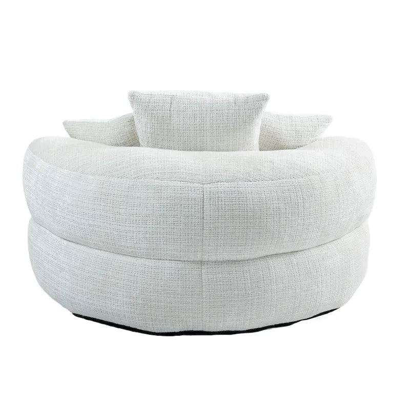 Canapé paresseux à dossier haut en chenille avec 3 oreillers et pouf géant