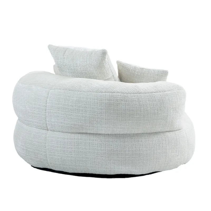 Canapé paresseux à dossier haut en chenille avec 3 oreillers et pouf géant
