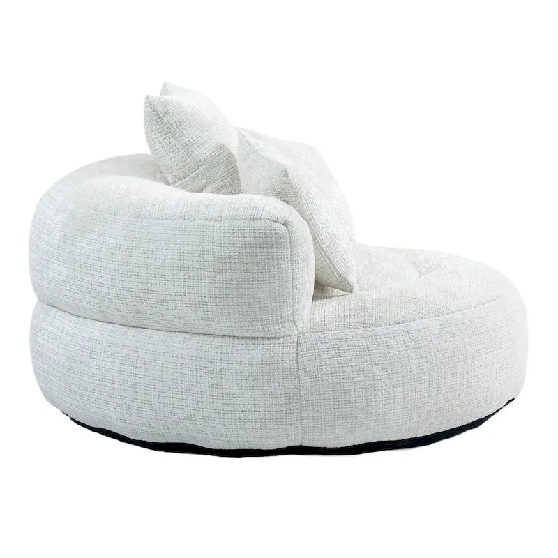 Canapé paresseux à dossier haut en chenille avec 3 oreillers et pouf géant