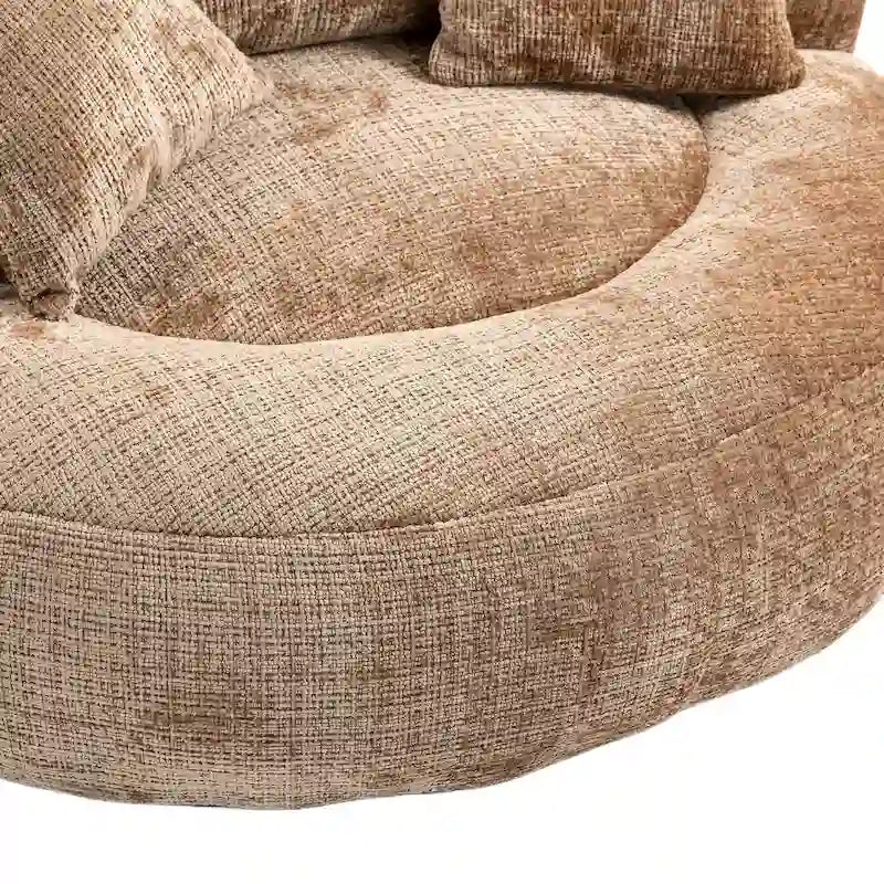 Canapé paresseux à dossier haut en chenille avec 3 oreillers et pouf géant