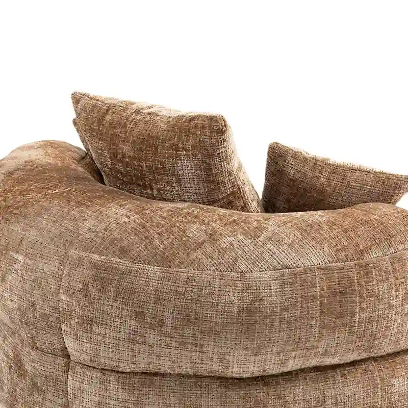 Canapé paresseux à dossier haut en chenille avec 3 oreillers et pouf géant