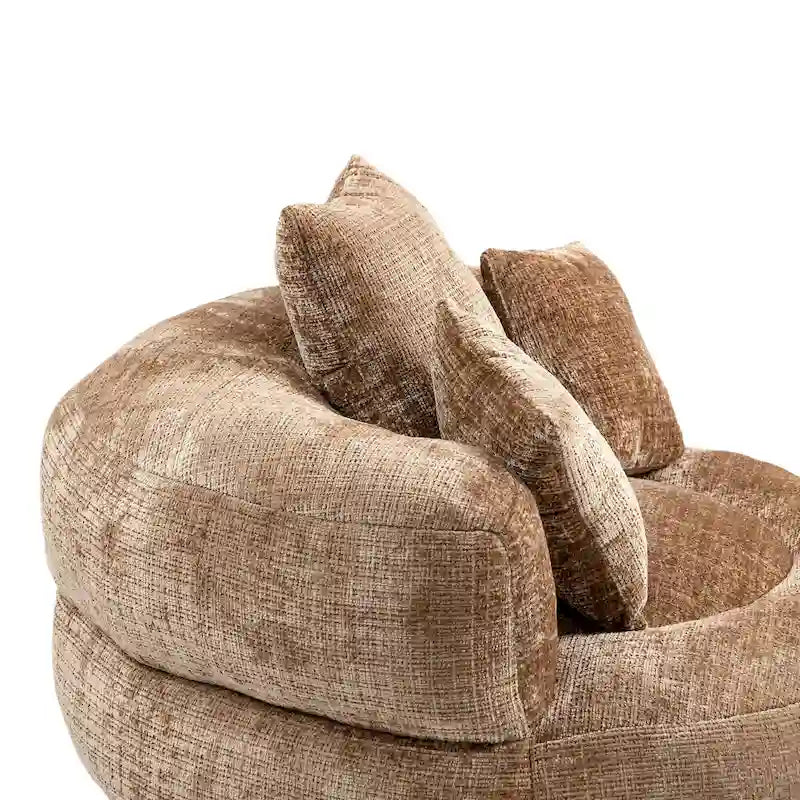 Canapé paresseux à dossier haut en chenille avec 3 oreillers et pouf géant