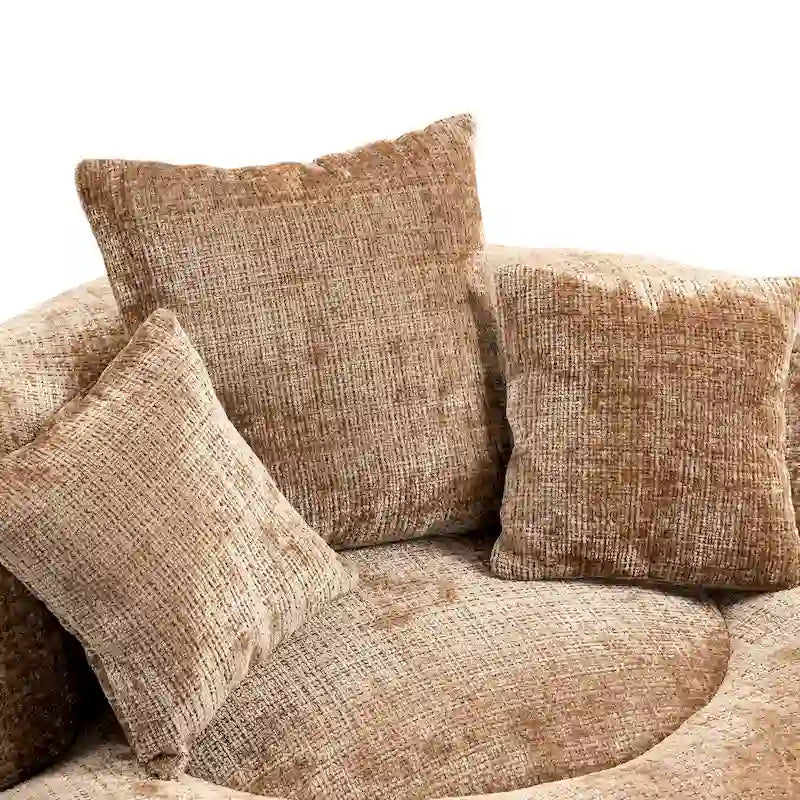 Canapé paresseux à dossier haut en chenille avec 3 oreillers et pouf géant