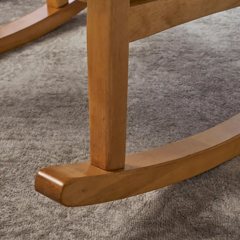 Fauteuil à bascule en bois massif avec coussin en lin et finition artisanale de qualité supérieure