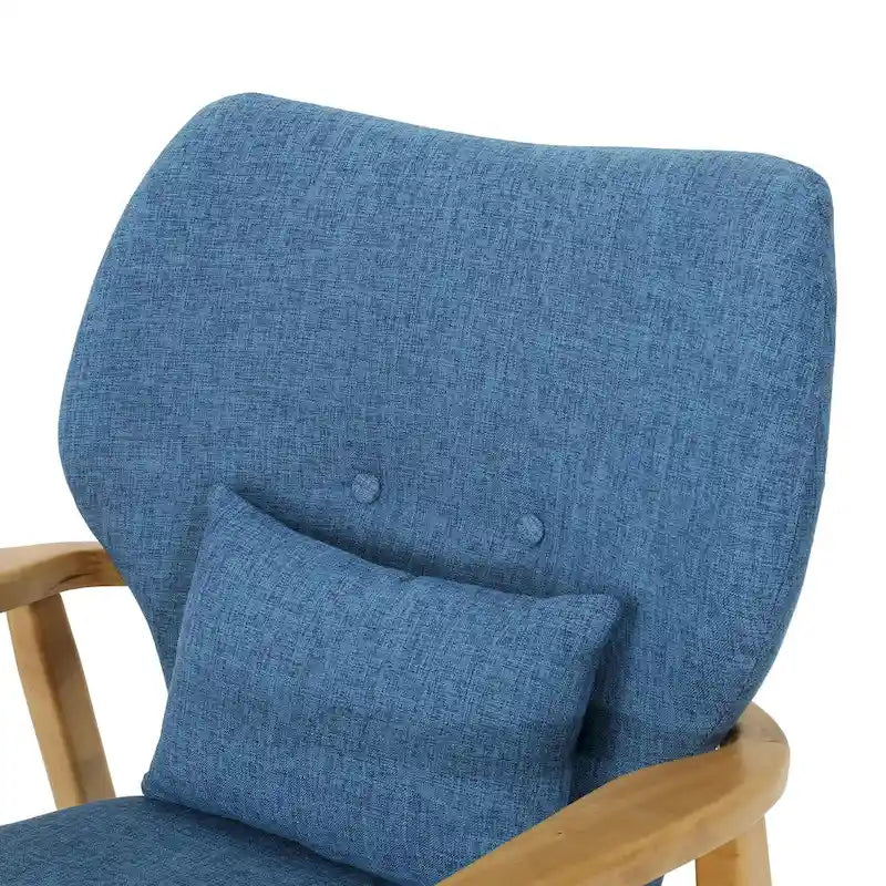 Fauteuil à bascule en bois massif avec coussin en lin et finition artisanale de qualité supérieure