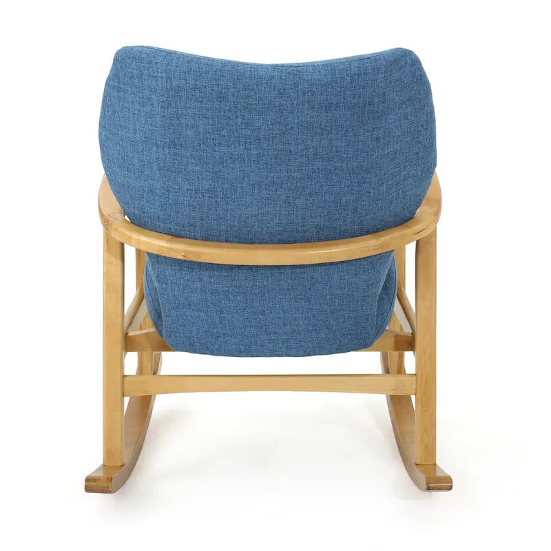 Fauteuil à bascule en bois massif avec coussin en lin et finition artisanale de qualité supérieure