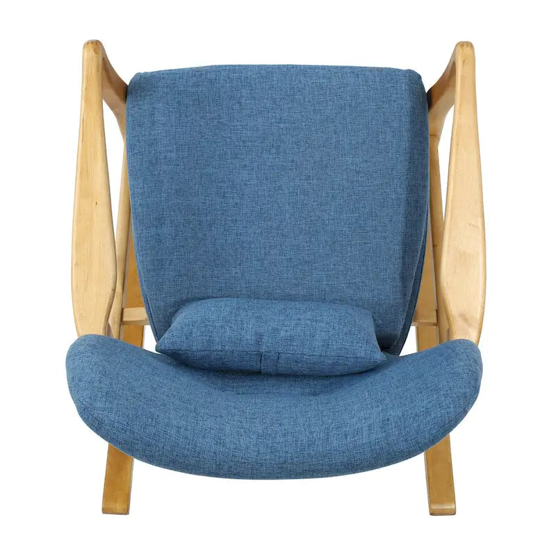 Fauteuil à bascule en bois massif avec coussin en lin et finition artisanale de qualité supérieure