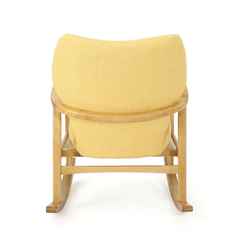 Fauteuil à bascule en bois massif avec coussin en lin et finition artisanale de qualité supérieure