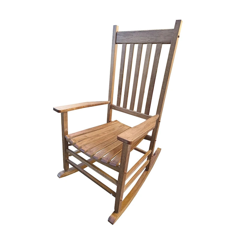 Fauteuil à bascule haut dossier marron 26,38 po avec cadre en bois