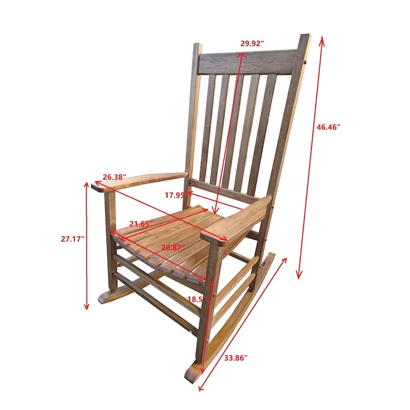 Fauteuil à bascule haut dossier marron 26,38 po avec cadre en bois