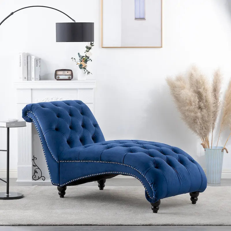 Chaise longue capitonnée avec clous décoratifs Bleu 27,17 Boutons