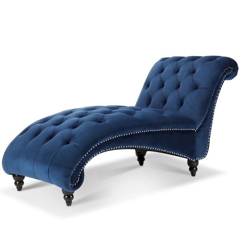 Chaise longue capitonnée avec clous décoratifs Bleu 27,17 Boutons