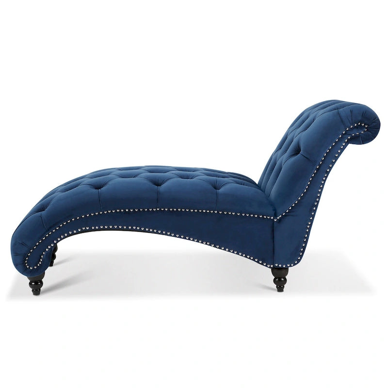 Chaise longue capitonnée avec clous décoratifs Bleu 27,17 Boutons