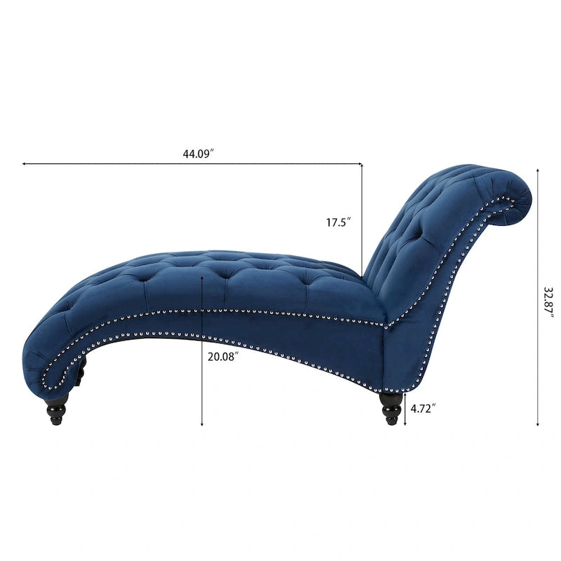 Chaise longue capitonnée avec clous décoratifs Bleu 27,17 Boutons