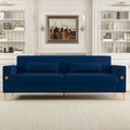 Canapé moderne 3 places en velours 85,63 avec accents dorés et coussins moelleux pour salon
