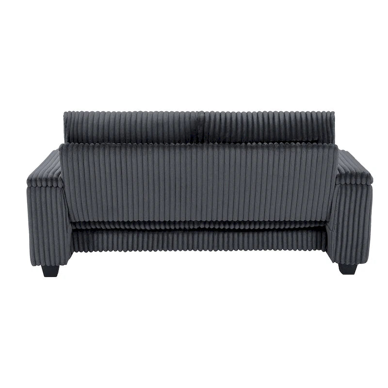 Causeuse 2 places en tissu gris foncé 71 avec accoudoir de rangement carré et port USB pour salon