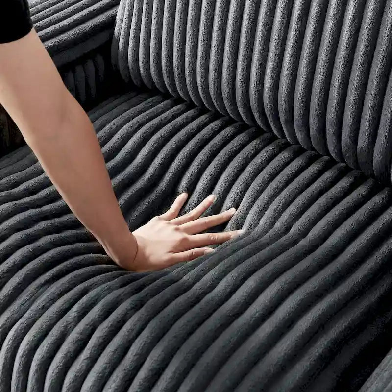 Causeuse 2 places en tissu gris foncé 71 avec accoudoir de rangement carré et port USB pour salon