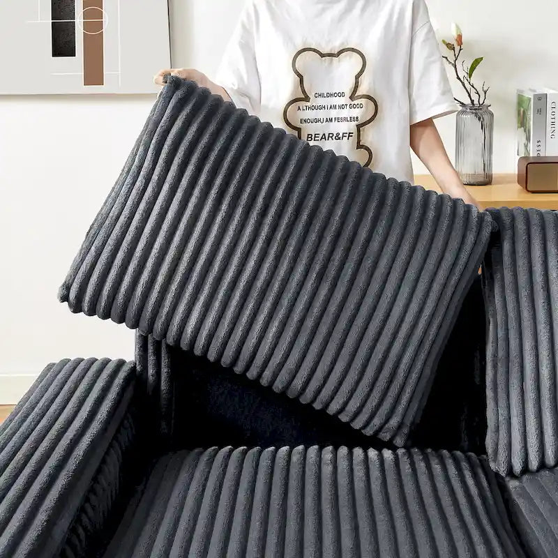 Causeuse 2 places en tissu gris foncé 71 avec accoudoir de rangement carré et port USB pour salon