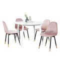 Ensemble de salle à manger 5 pièces de style moderne avec table ronde et 4 chaises rembourrées en velours