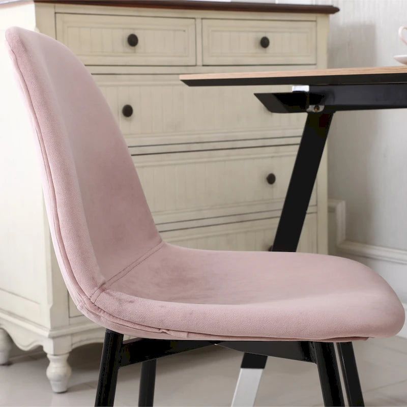 Ensemble de salle à manger 5 pièces de style moderne avec table ronde et 4 chaises rembourrées en velours