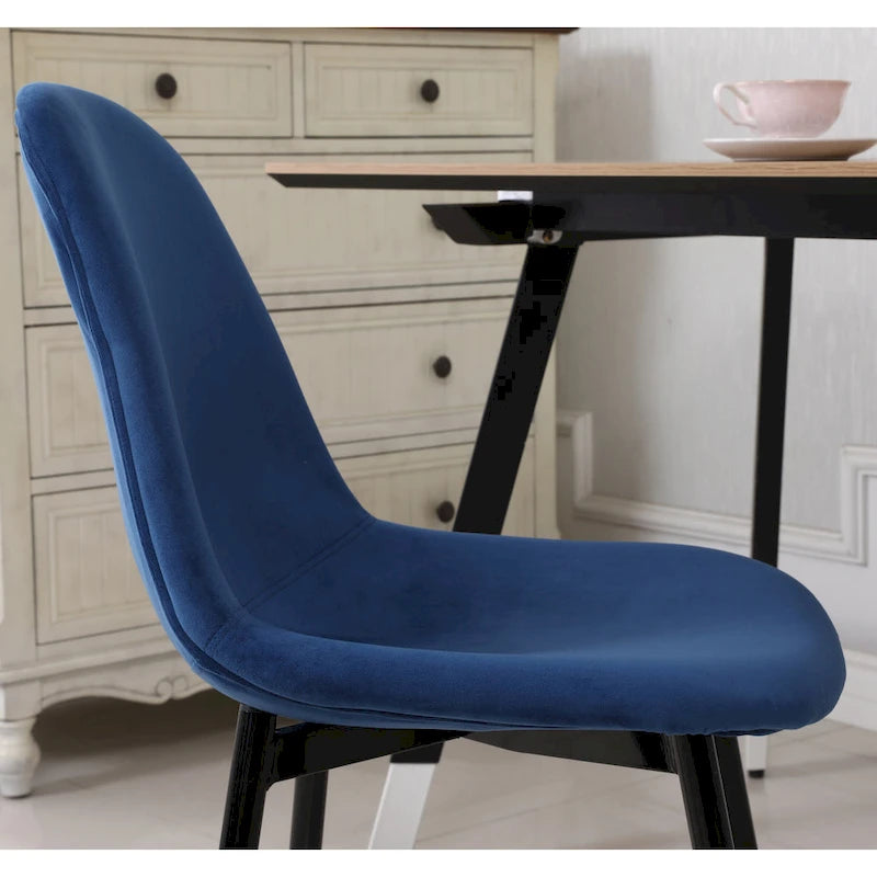 Ensemble de salle à manger 5 pièces de style moderne avec table ronde et 4 chaises rembourrées en velours