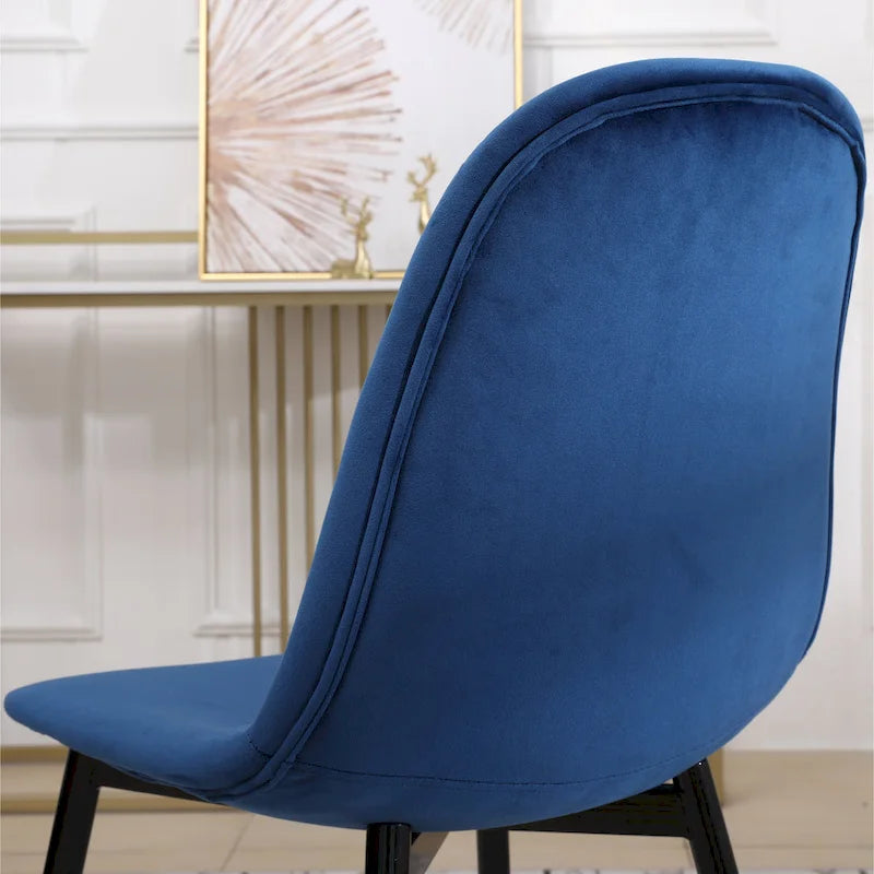 Ensemble de salle à manger 5 pièces de style moderne avec table ronde et 4 chaises rembourrées en velours