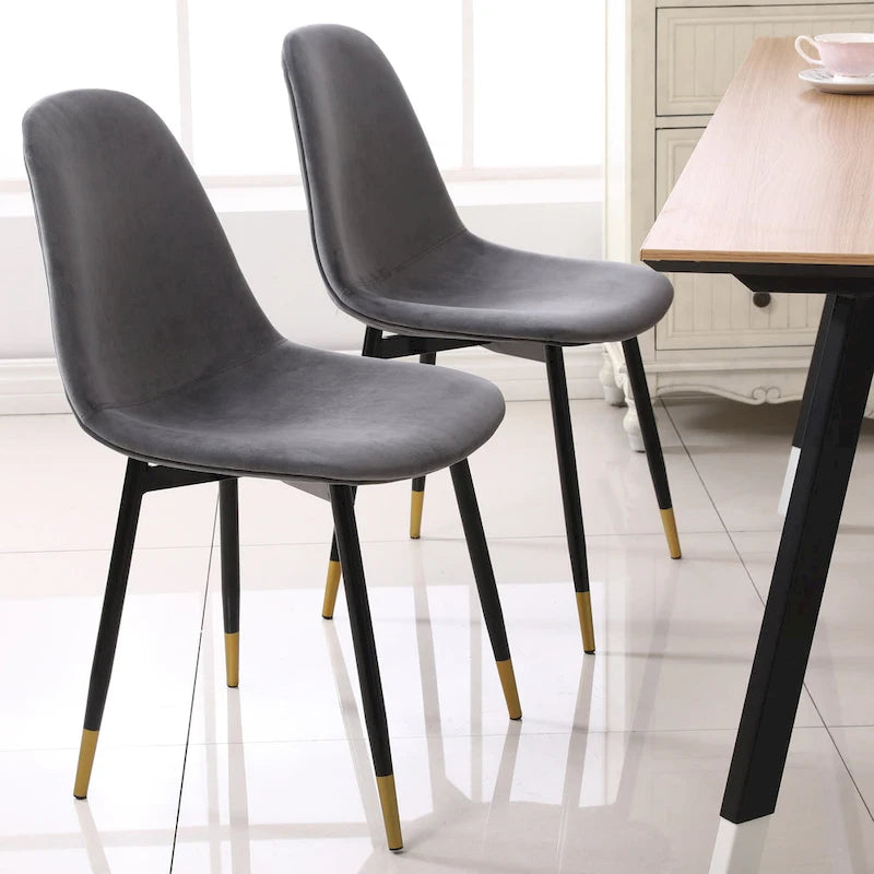 Ensemble de salle à manger 5 pièces de style moderne avec table ronde et 4 chaises rembourrées en velours