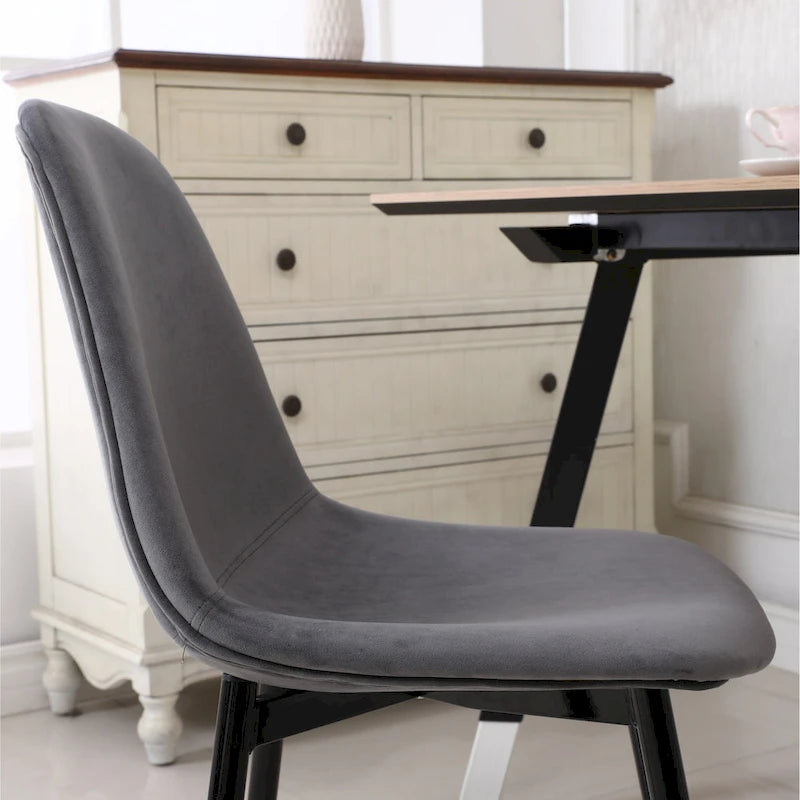 Ensemble de salle à manger 5 pièces de style moderne avec table ronde et 4 chaises rembourrées en velours