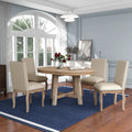 Ensemble de salle à manger 5 pièces en bois avec table ronde extensible et 4 chaises