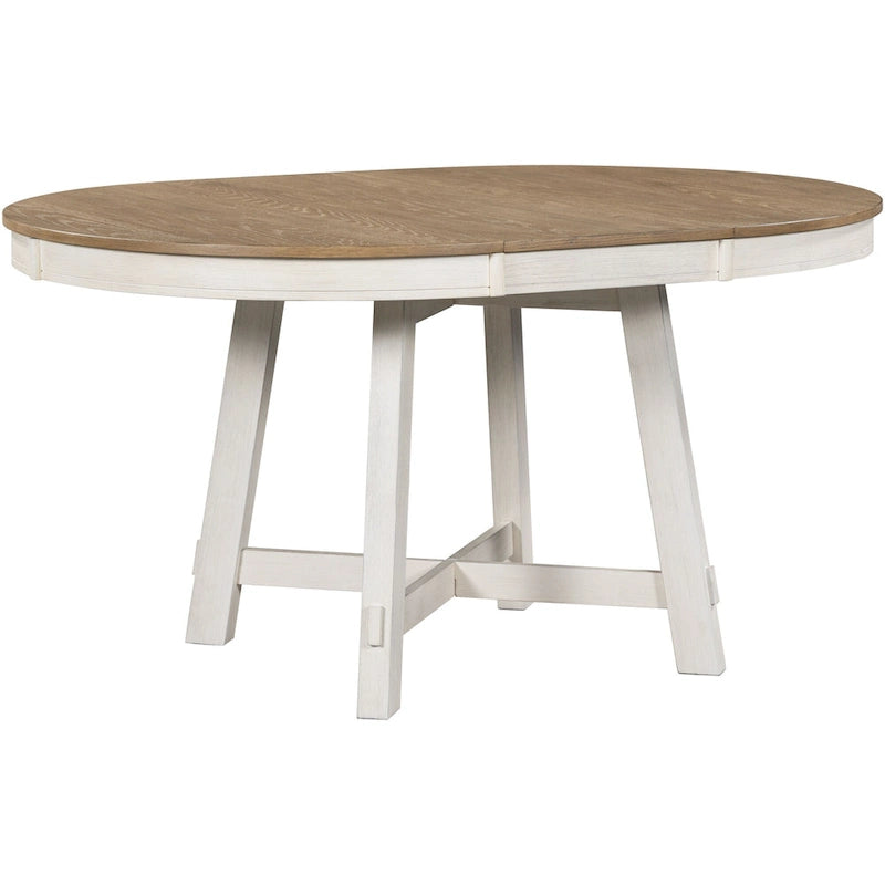 Ensemble de salle à manger 5 pièces en bois avec table ronde extensible et 4 chaises