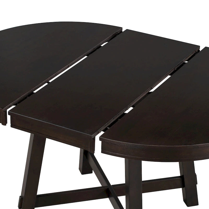Ensemble de salle à manger 5 pièces en bois avec table ronde extensible et 4 chaises