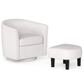 Fauteuil d'appoint pivotant moderne avec pouf pour salon ou chambre à coucher