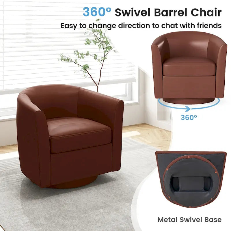 Fauteuil d'appoint pivotant moderne avec pouf pour salon ou chambre à coucher