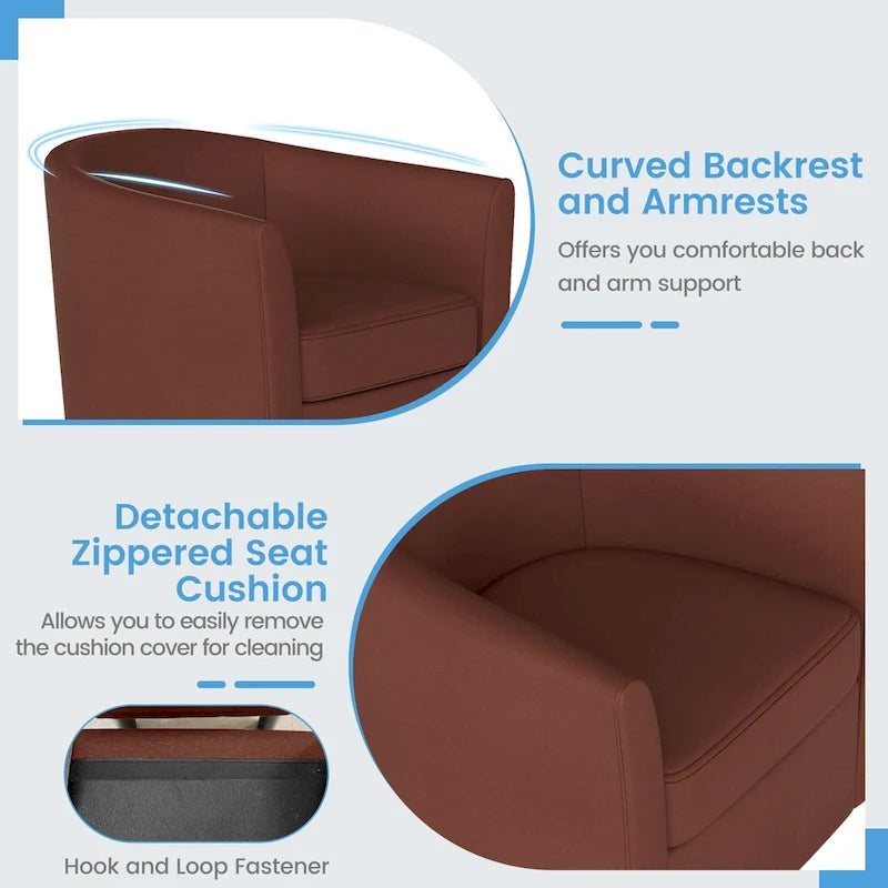 Fauteuil d'appoint pivotant moderne avec pouf pour salon ou chambre à coucher