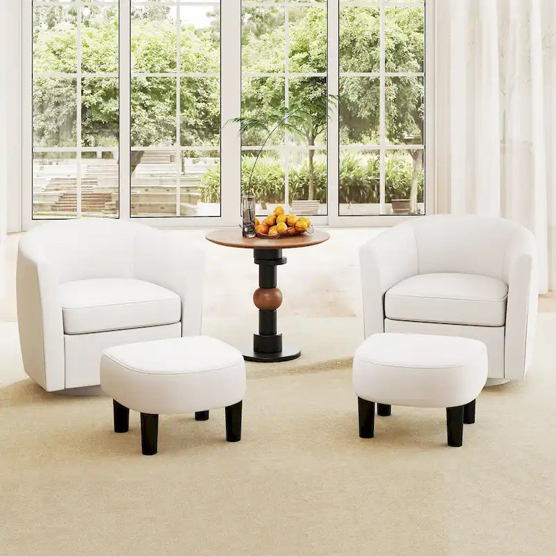 Fauteuil d'appoint pivotant moderne avec pouf pour salon ou chambre à coucher
