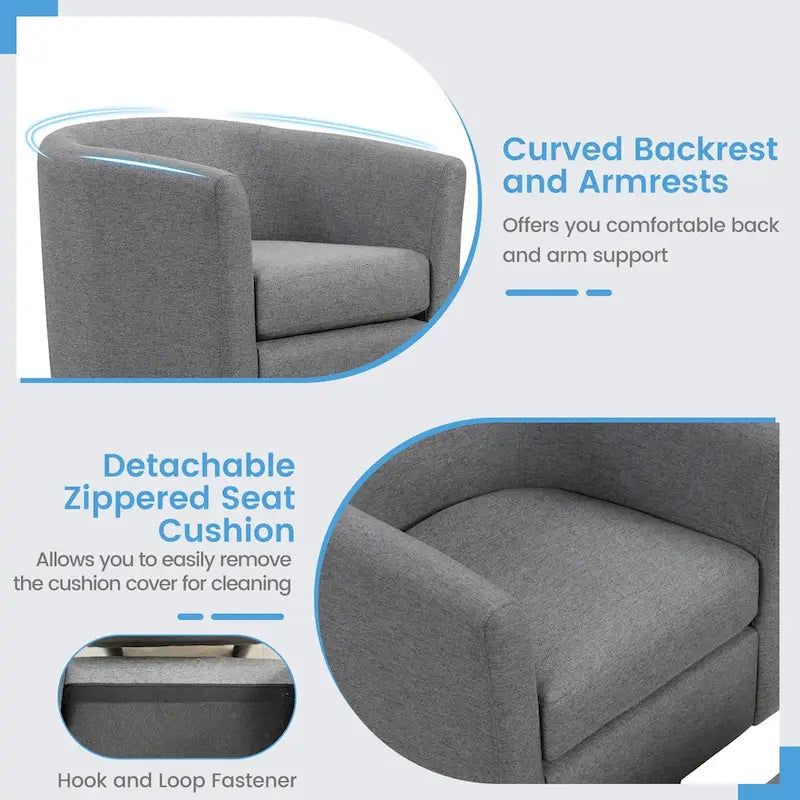 Fauteuil d'appoint pivotant moderne avec pouf pour salon ou chambre à coucher