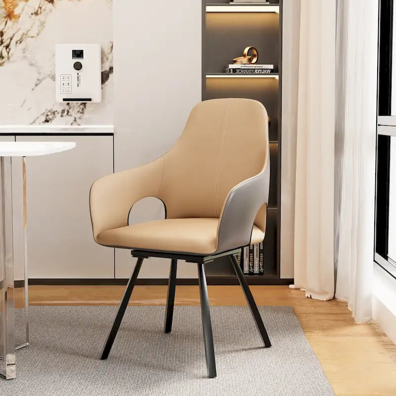 Chaises de salle à manger pivotantes en cuir microfibre bicolore (lot de 2) - 58 l x 50 P x 93 H cm