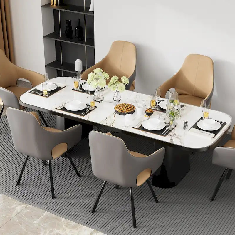 Chaises de salle à manger pivotantes en cuir microfibre bicolore (lot de 2) - 58 l x 50 P x 93 H cm