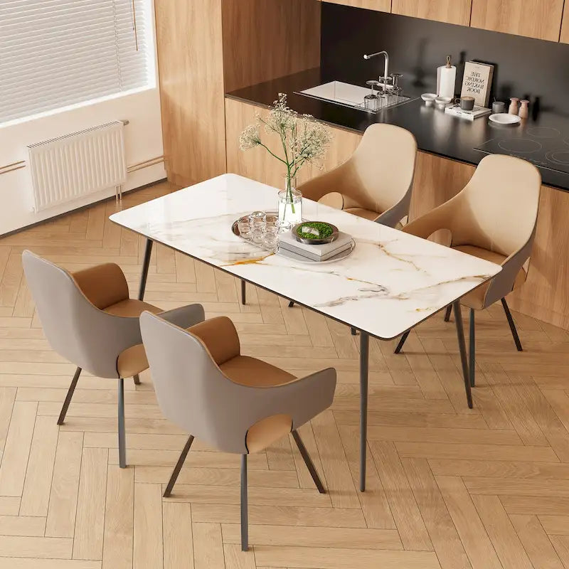 Chaises de salle à manger pivotantes en cuir microfibre bicolore (lot de 2) - 58 l x 50 P x 93 H cm