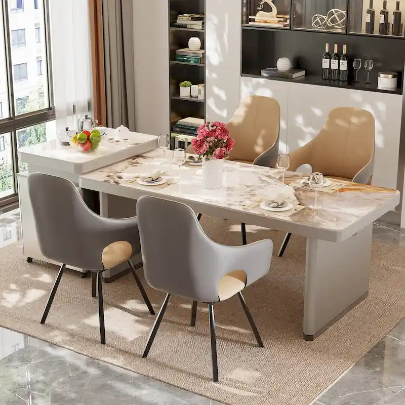 Chaises de salle à manger pivotantes en cuir microfibre bicolore (lot de 2) - 58 l x 50 P x 93 H cm